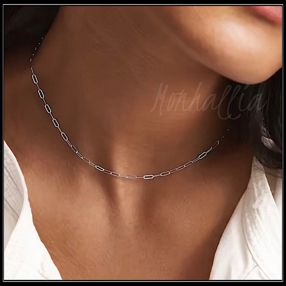 Clearance! NEW PAPERCLIP SMALL LINK DELICATE CHOKER NECKLACE